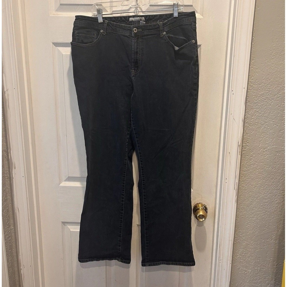 Chico's Platinum Dark Wash Straight Leg Jeans Wmns‎ SZ 3 16 Regular Blue Stretch